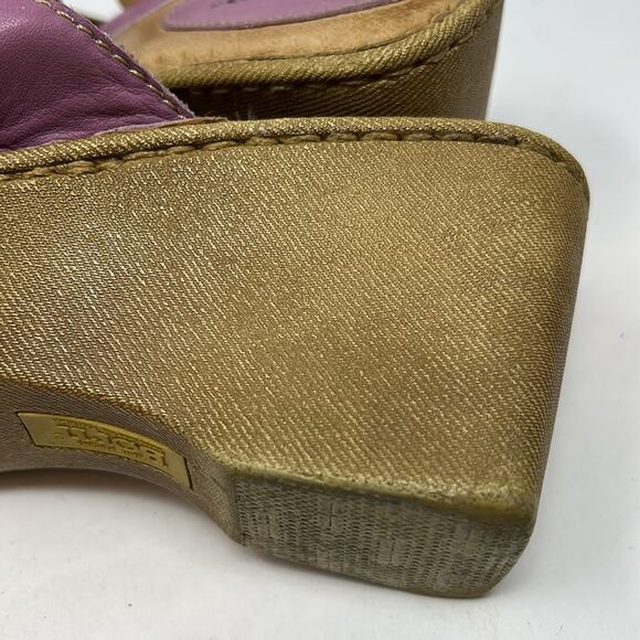 Born Women's Purple & White Leather Wedge Mule Slide Sandals Size 38 (8) - Picture 14 of 15